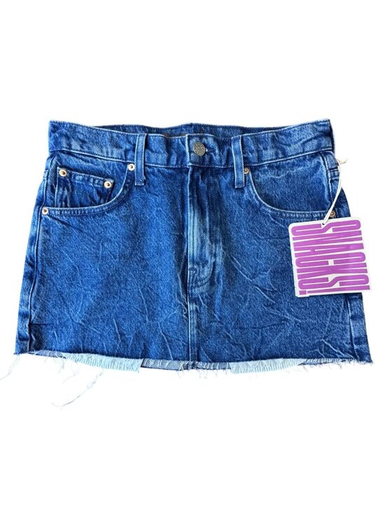 MOTHER Dresses & Skirts - MOTHER Fun Dip Micro Mini Denim Skirt Womens 25 NWT Raw Hem Snap Crackle Pop NEW